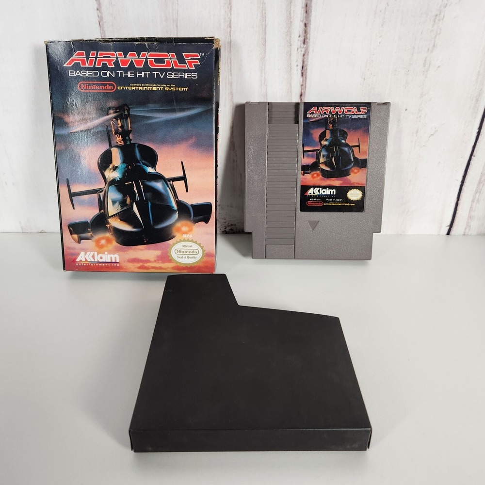 Airwolf Nintendo NES Video Game Acclaim 1989 with Box and Sleeve Vintage